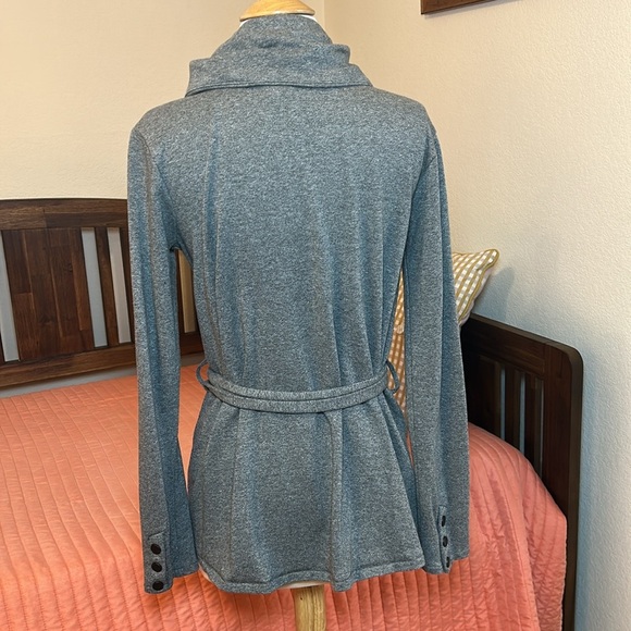 Harley Davidson Asymmetric Cowl Neck Belted Long Cardigan Shacket, size Medium - Picture 5 of 16